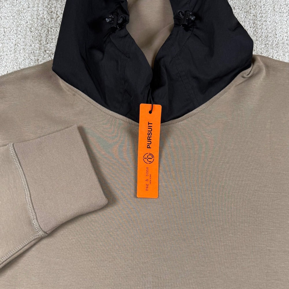 NEW Rag & Bone Mens Large Desert Pursuit Ponte Blocked Hoodie Sweatshirt
